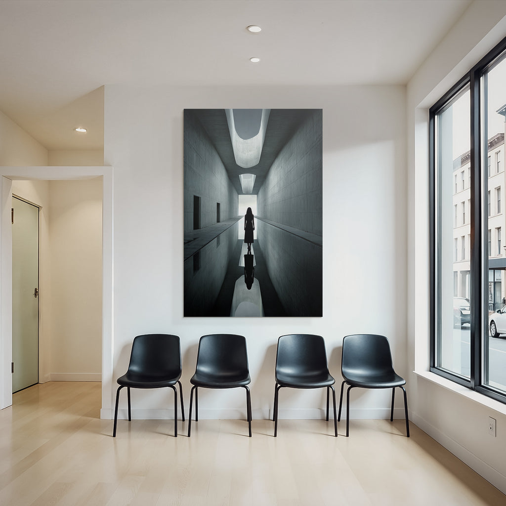 Portrait Minimalistische Architektur Korridor Licht Reflexionen