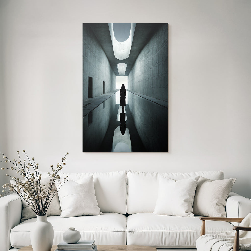 Portrait Minimalistische Architektur Korridor Licht Reflexionen
