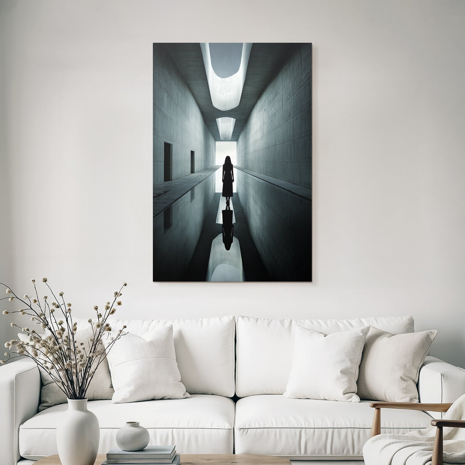 Portrait Minimalistische Architektur Korridor Licht Reflexionen