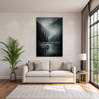 Landschaft Monochromatische Landschaft Mit Elch Und Fluss