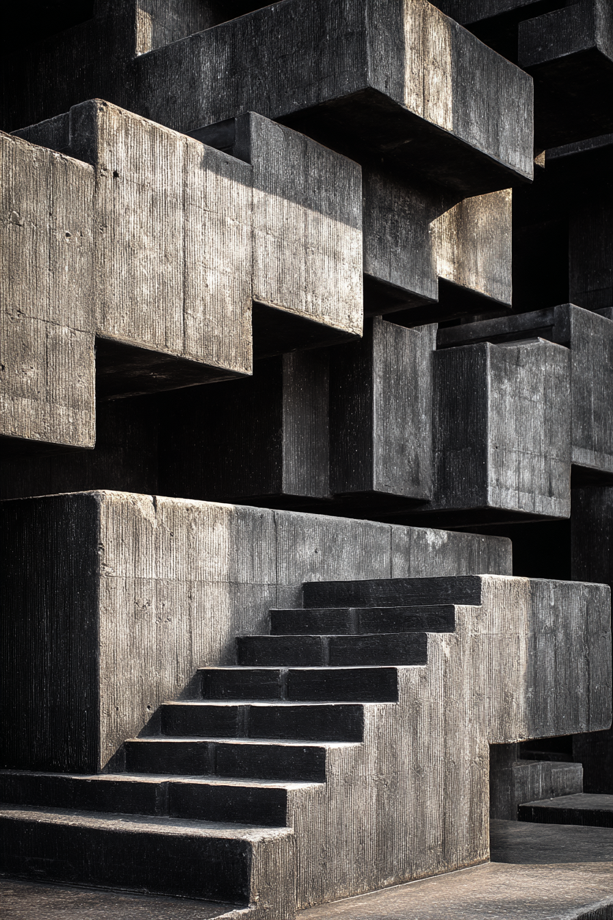 Abstrakte Geometrische Formen Betonbloecke Treppenstrukturen | Fotografie | Kunstgattungen