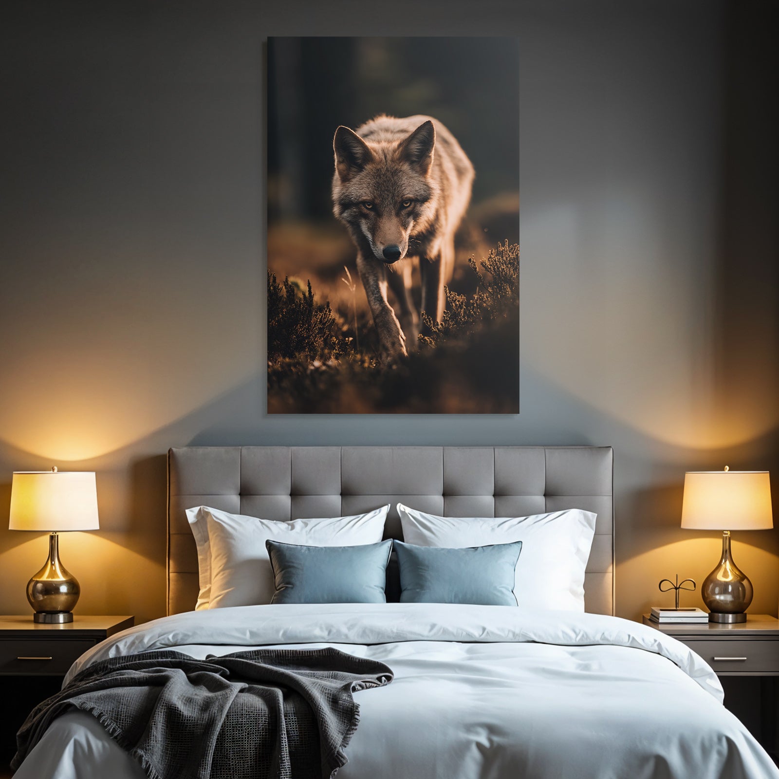 Blick Des Wolfes Im Goldenen Licht Der Daemmerung