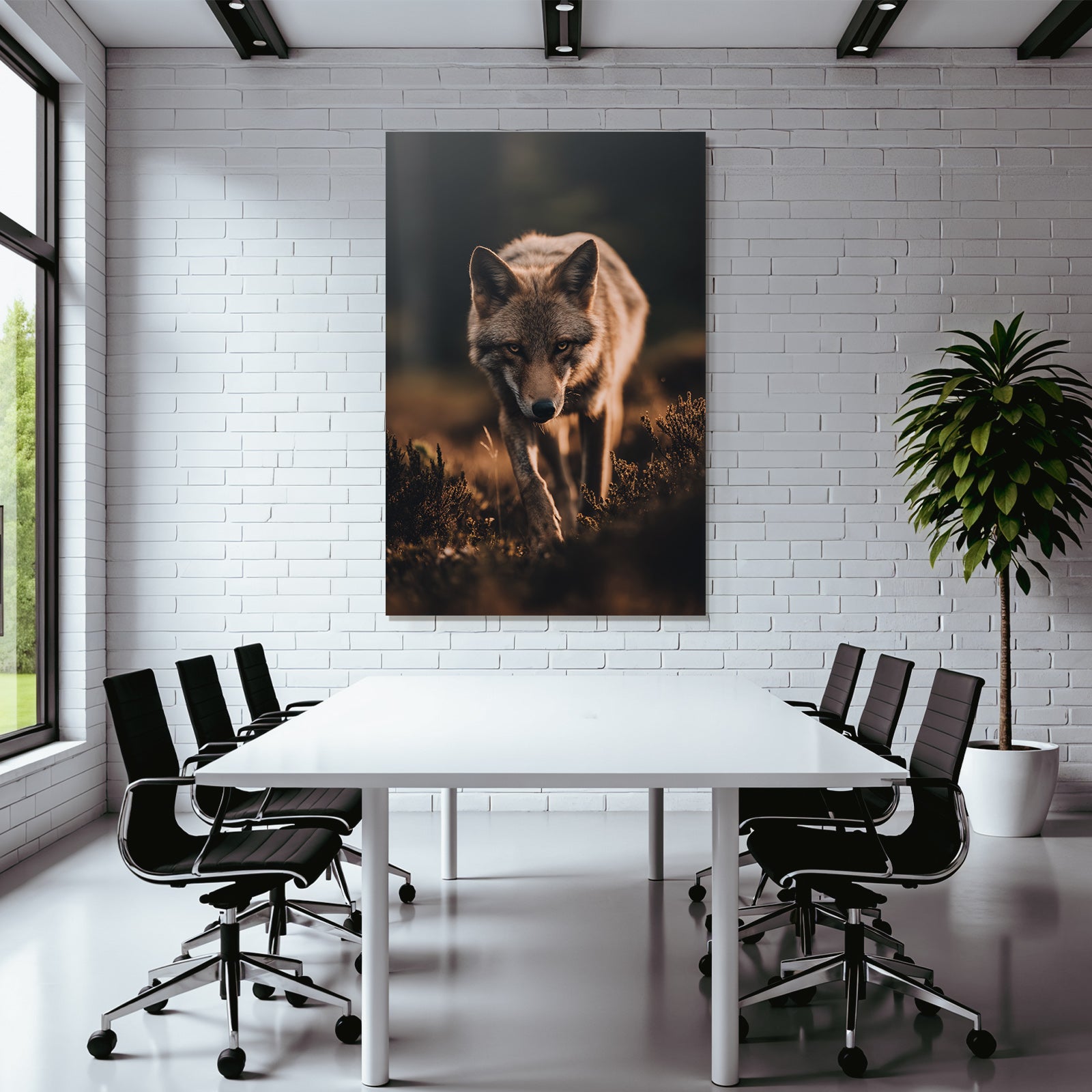 Blick Des Wolfes Im Goldenen Licht Der Daemmerung