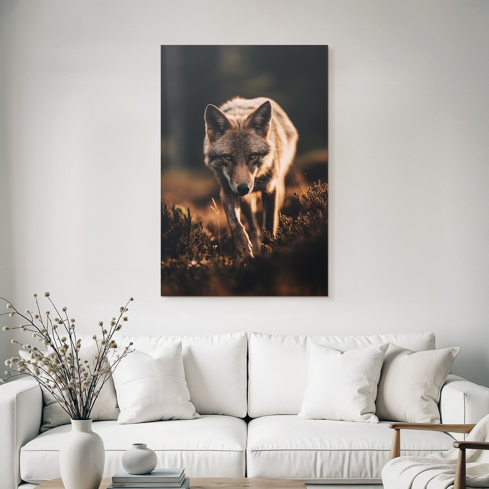Blick Des Wolfes Im Goldenen Licht Der Daemmerung