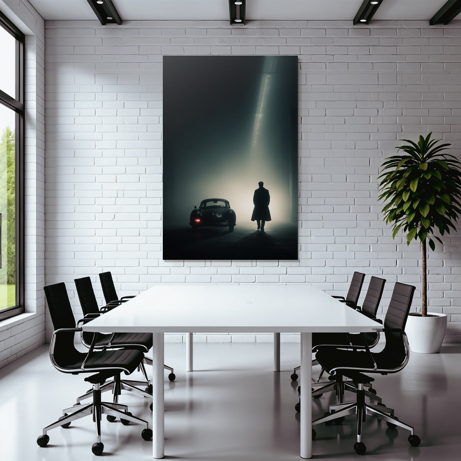 Dramatische Silhouette Auto Nebel Dunkelheit