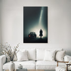 Dramatische Silhouette Auto Nebel Dunkelheit