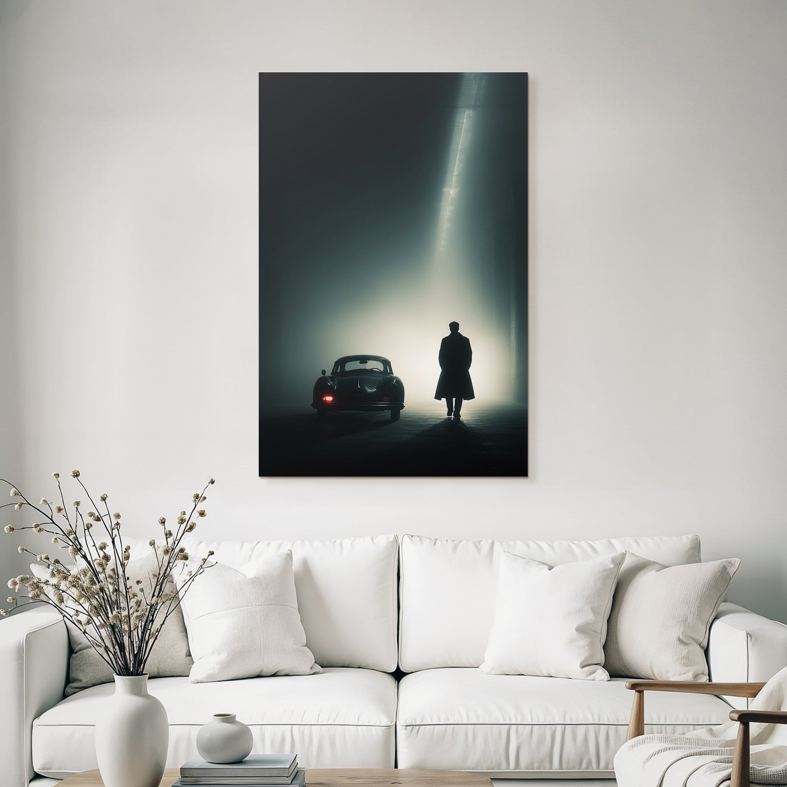 Dramatische Silhouette Auto Nebel Dunkelheit