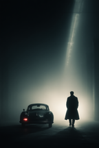 Dramatische Silhouette Auto Nebel Dunkelheit | Fotografie | Kunstgattungen