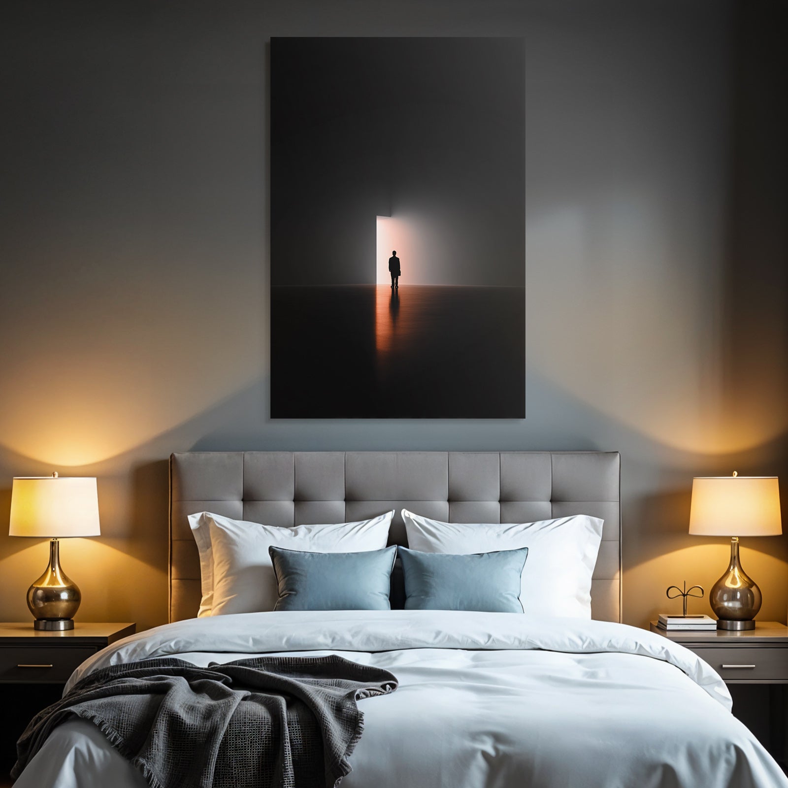 Einsame Figur Vorlicht Tuer