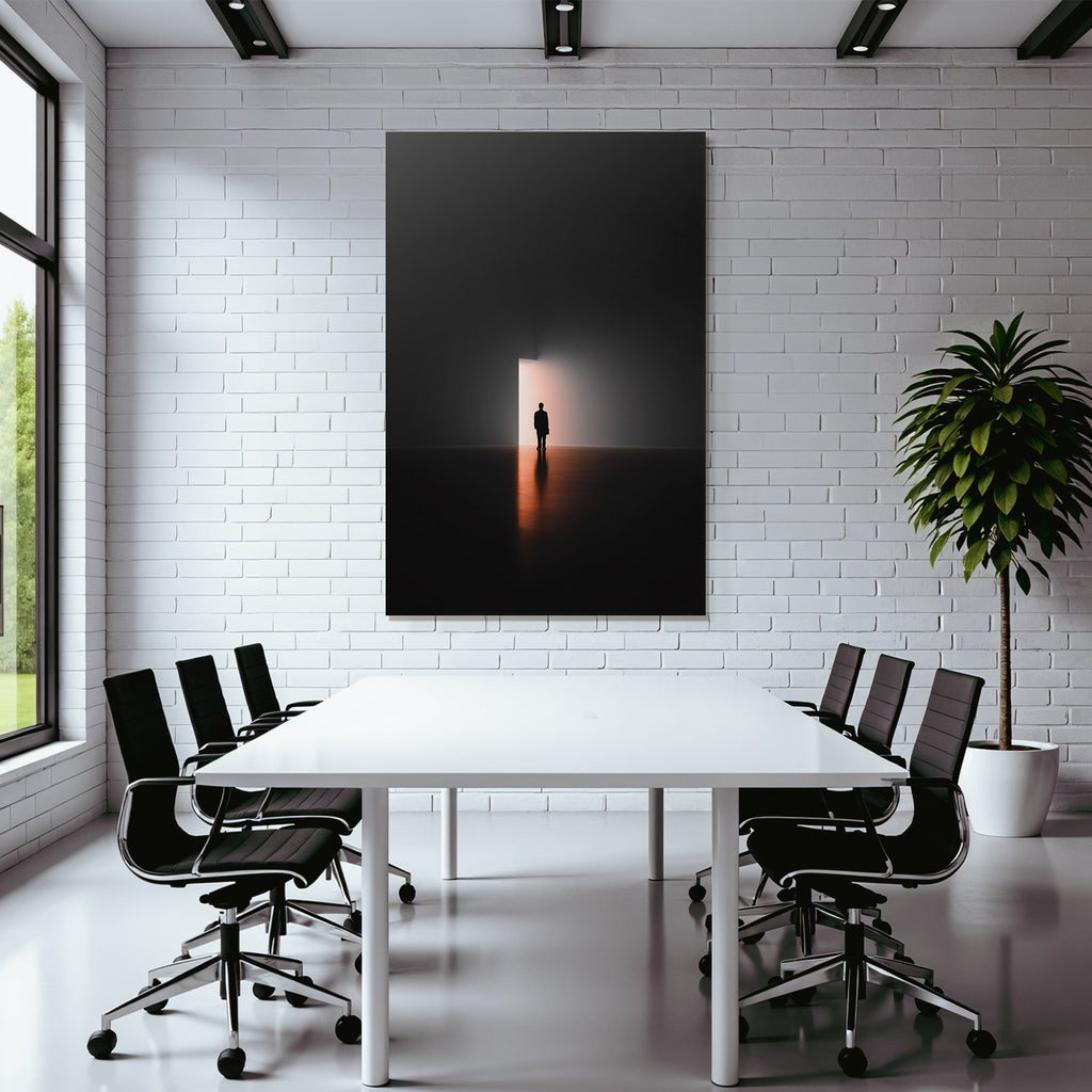Einsame Figur Vorlicht Tuer