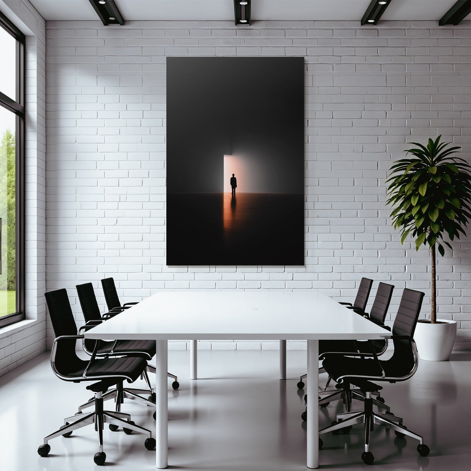 Einsame Figur Vorlicht Tuer