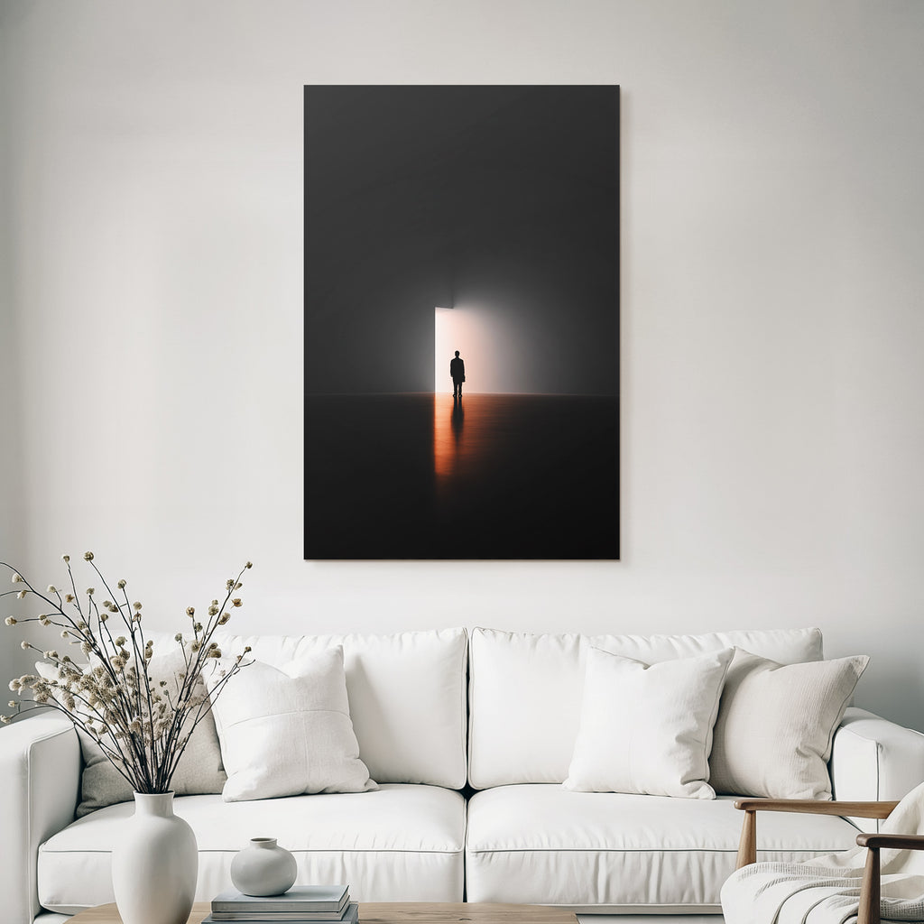 Einsame Figur Vorlicht Tuer