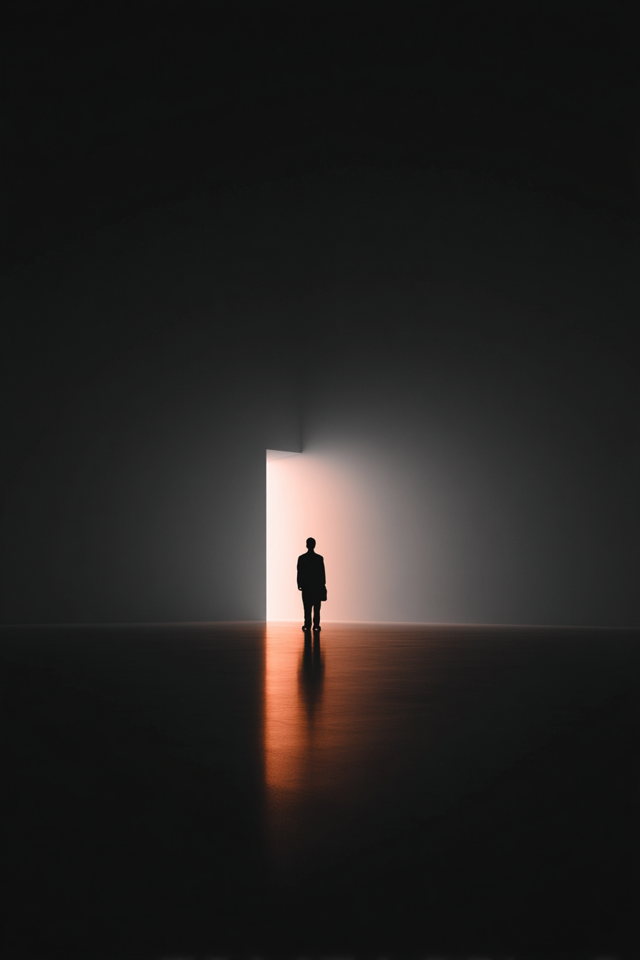 Einsame Figur Vorlicht Tuer | Fotografie | Kunstgattungen