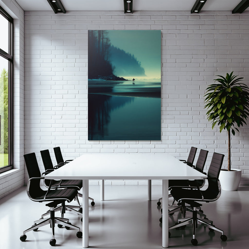 Elch In Mystischer Morgenstimmung Am Meer