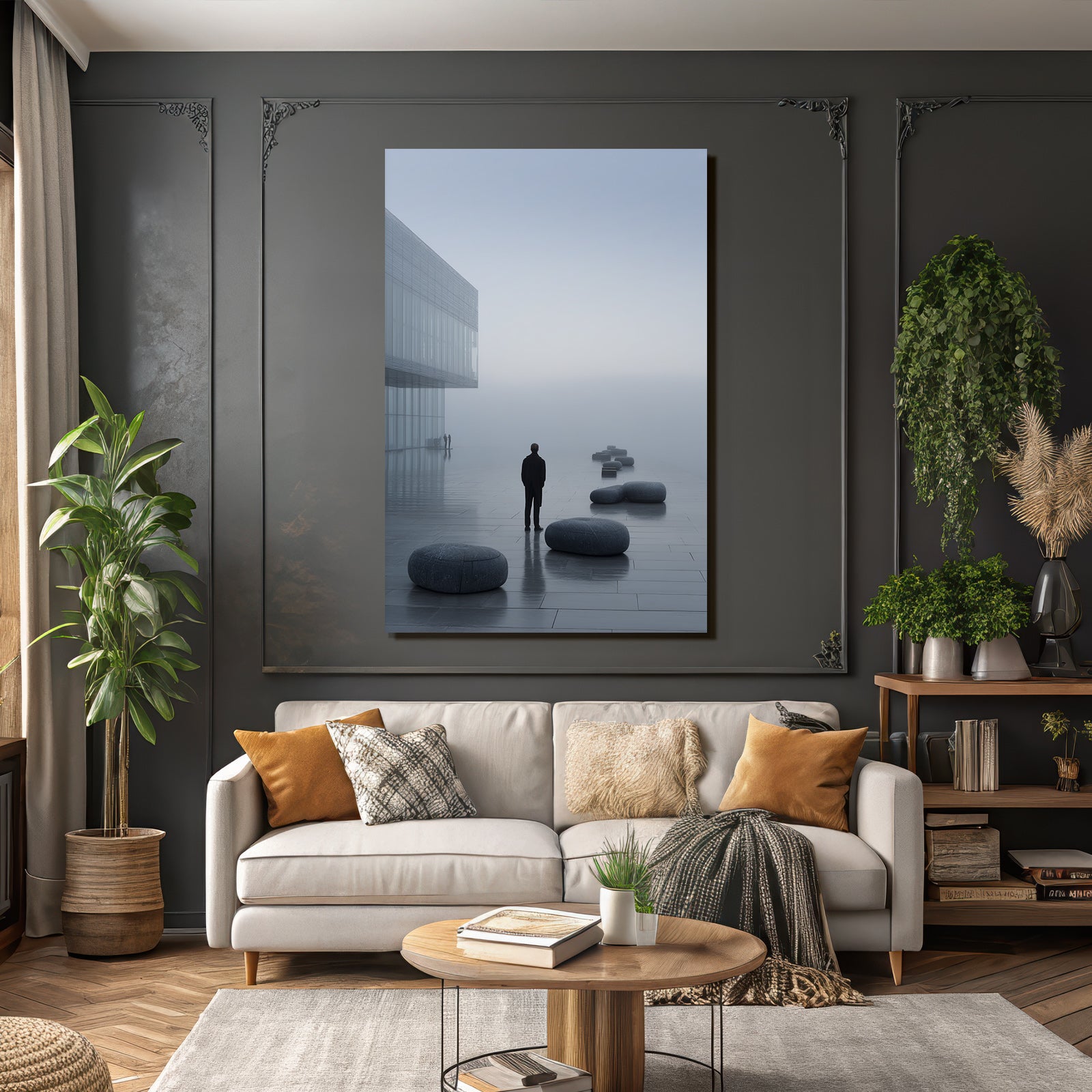 Foggy Scene Moderne Architektur Minimalistisch