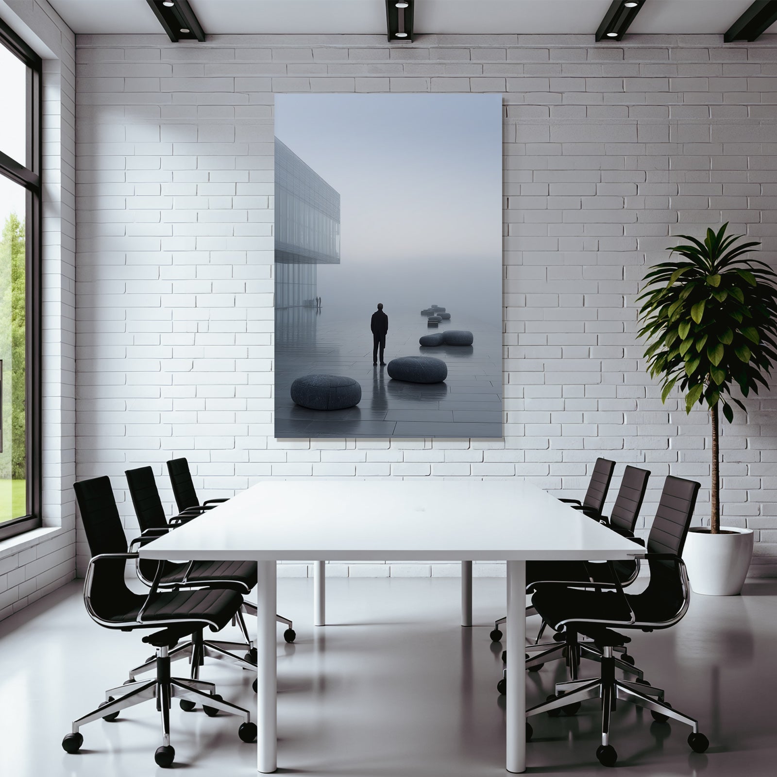Foggy Scene Moderne Architektur Minimalistisch