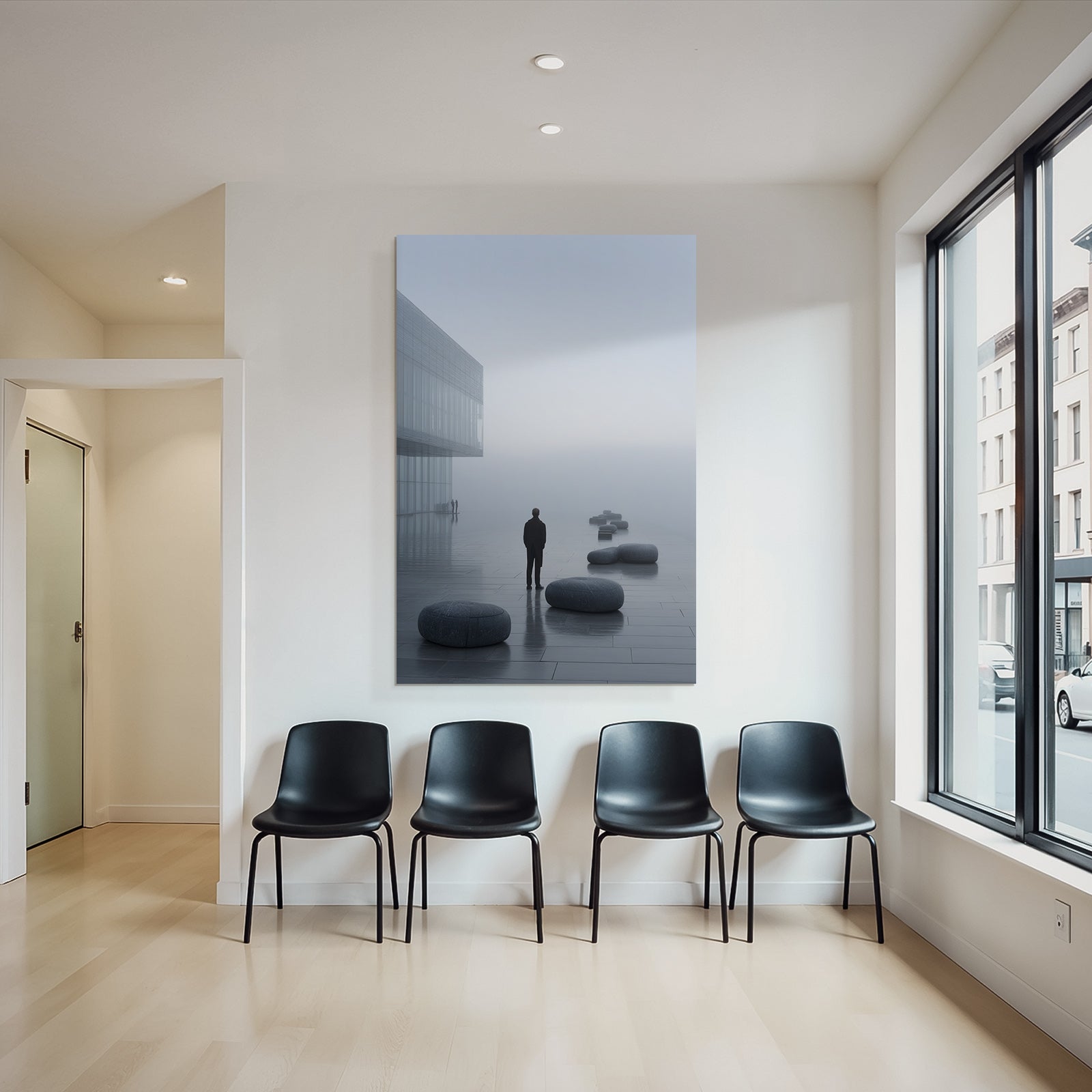 Foggy Scene Moderne Architektur Minimalistisch