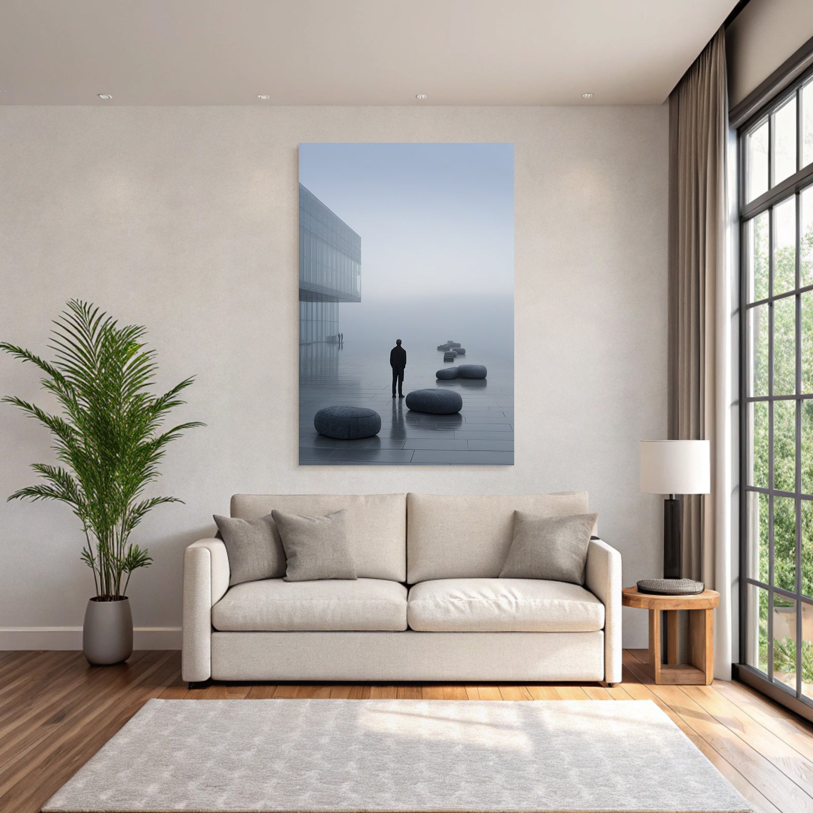 Foggy Scene Moderne Architektur Minimalistisch