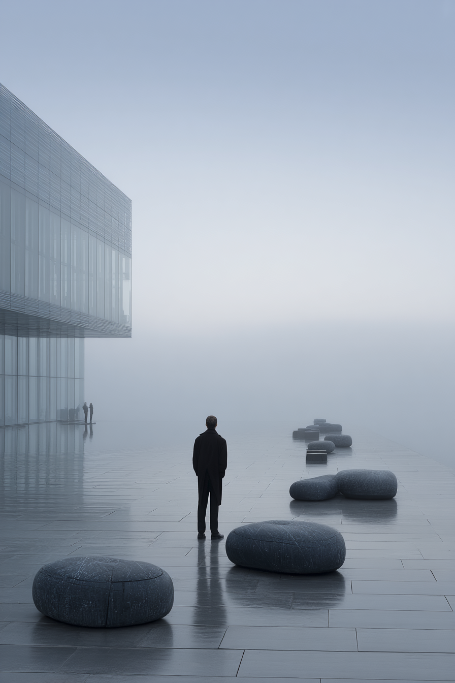 Foggy Scene Moderne Architektur Minimalistisch | Fotografie | Kunstgattungen
