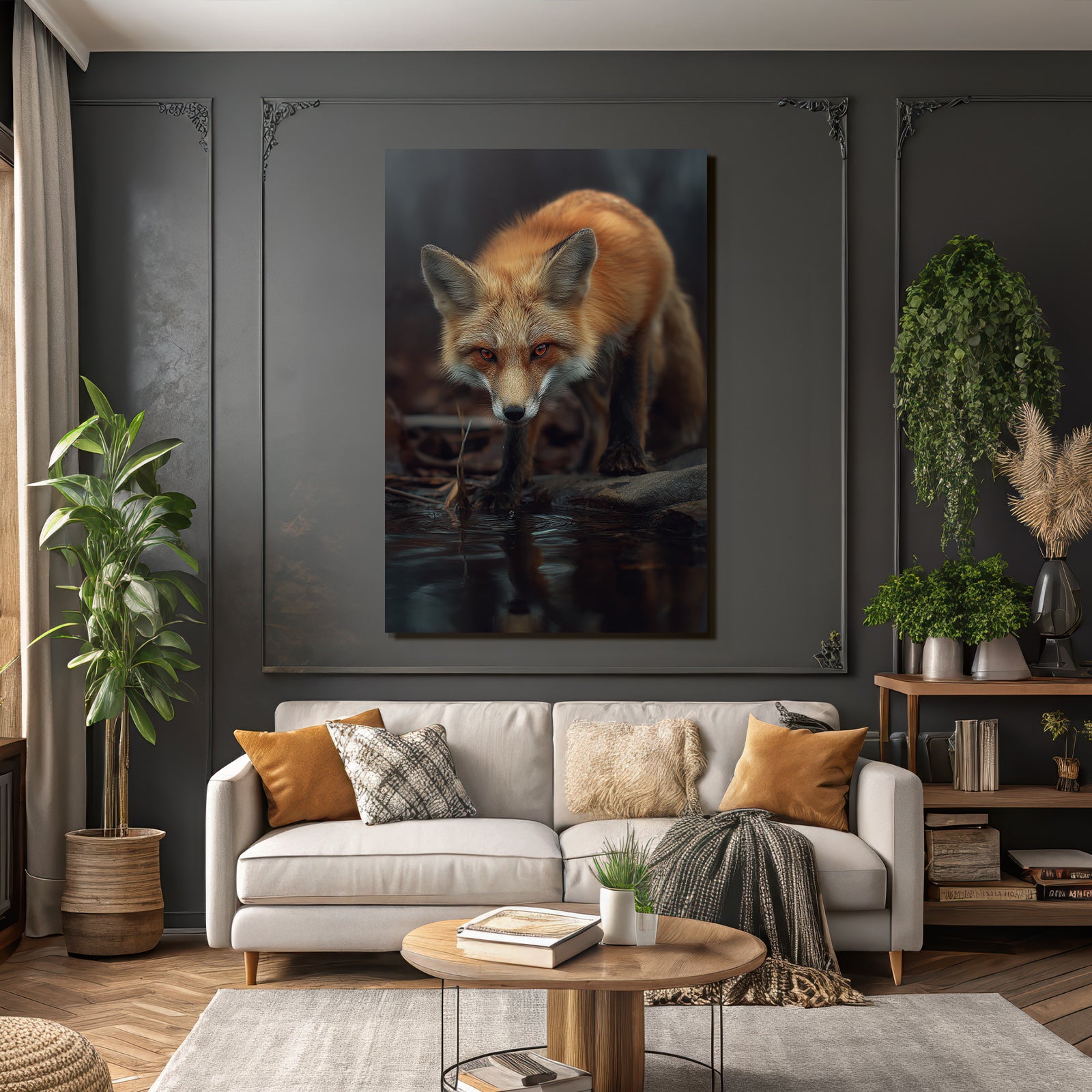 Fuchs Gesicht Koerper Wasser Nahe