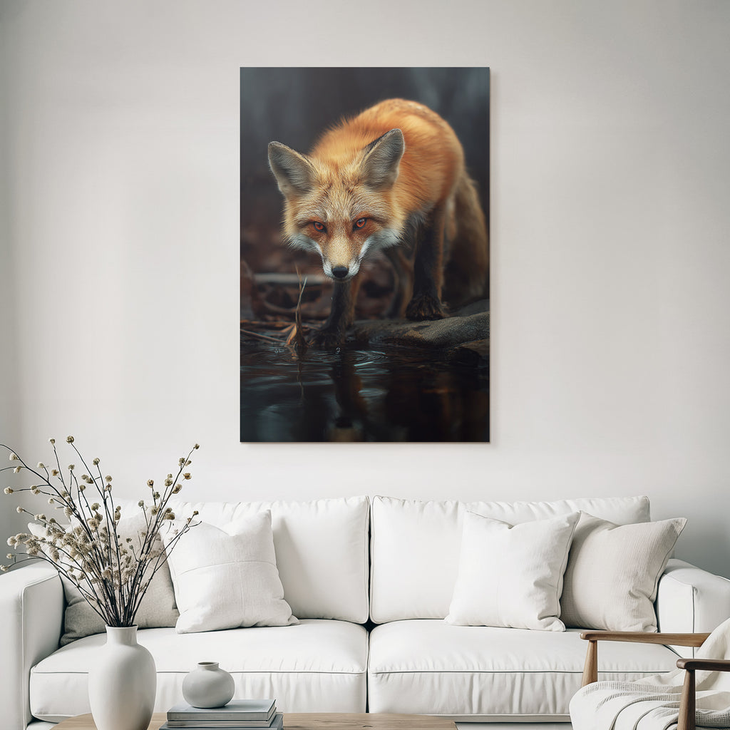 Fuchs Gesicht Koerper Wasser Nahe