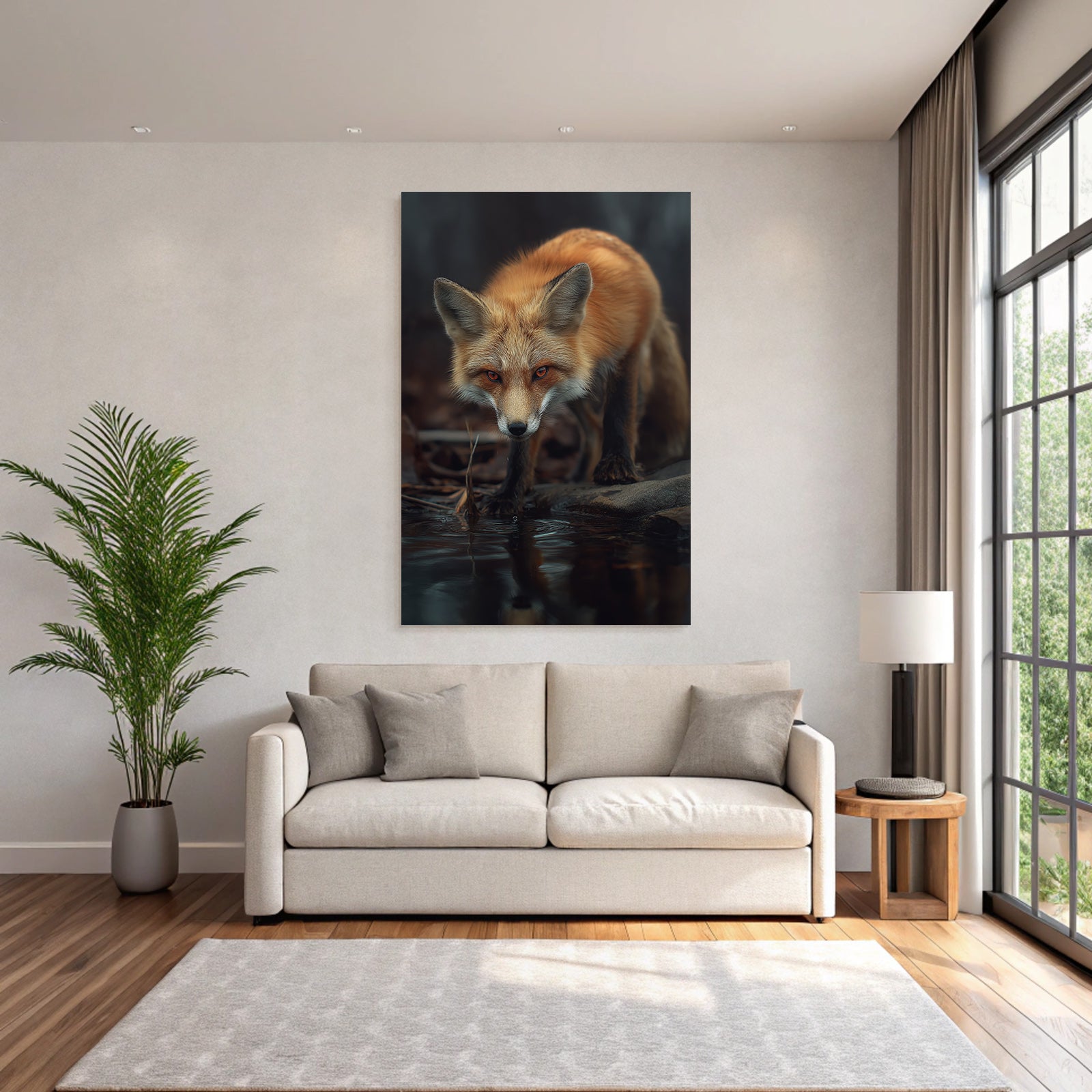 Fuchs Gesicht Koerper Wasser Nahe