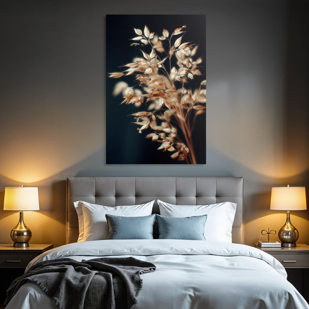 Goldene Grass Auf Dunkelblau Hochformat
