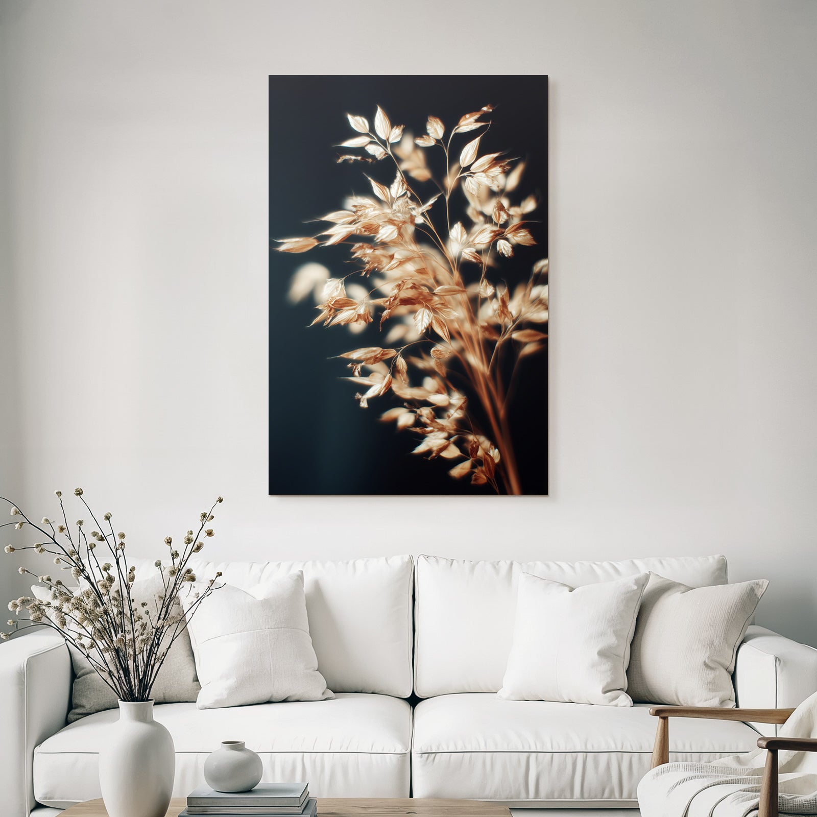 Goldene Grass Auf Dunkelblau Hochformat