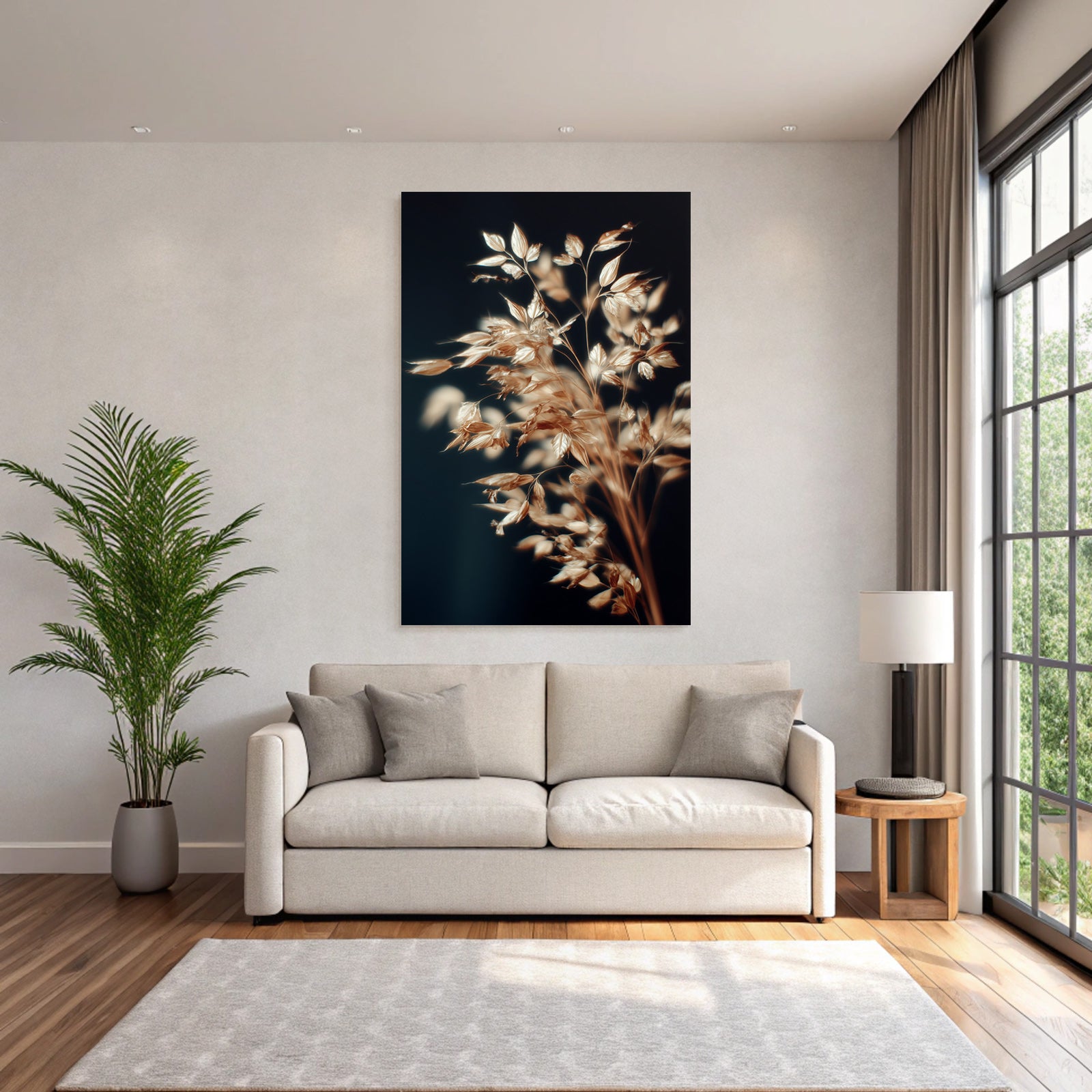 Goldene Grass Auf Dunkelblau Hochformat