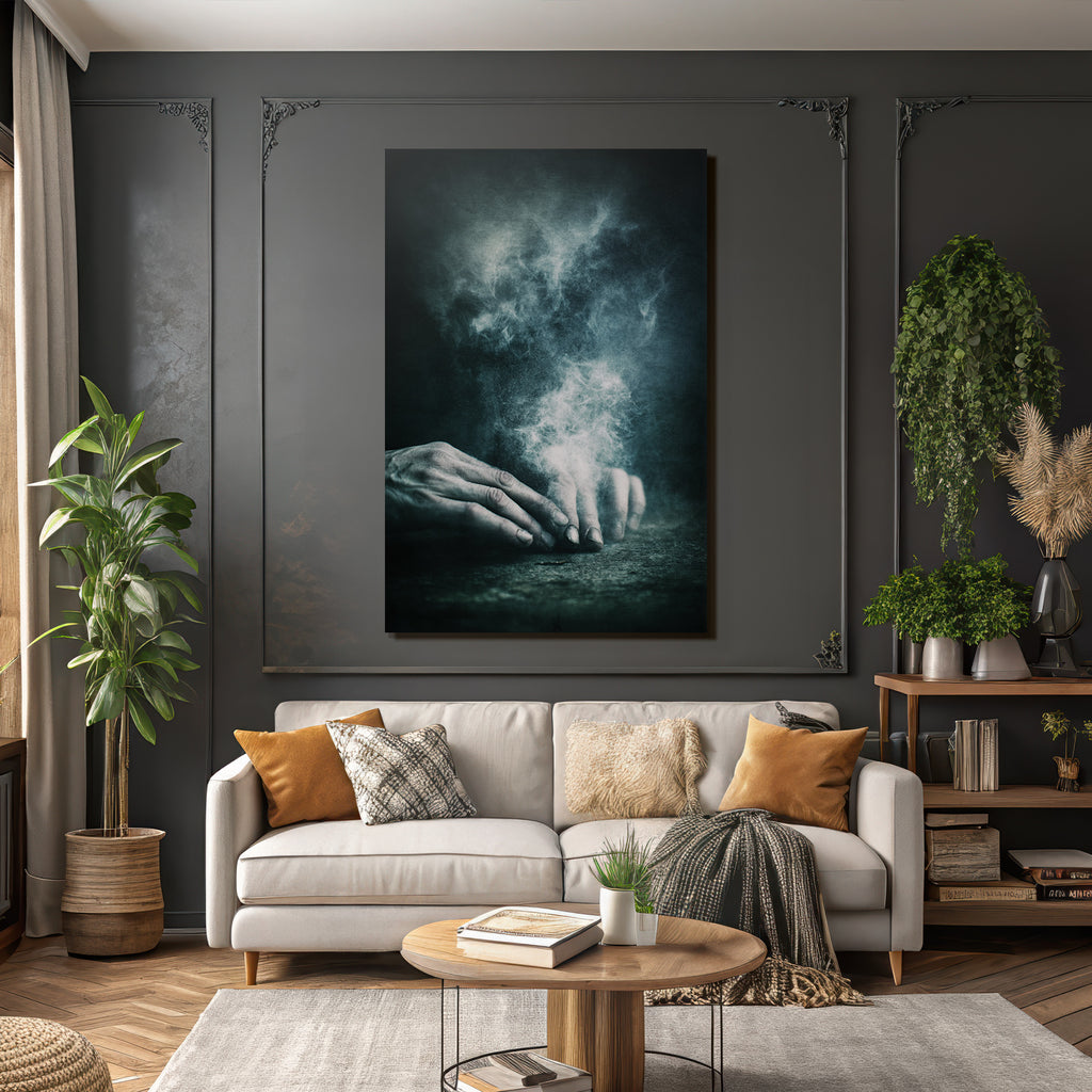 Haende In Rauch Dramatische Atmosphaere Transformation