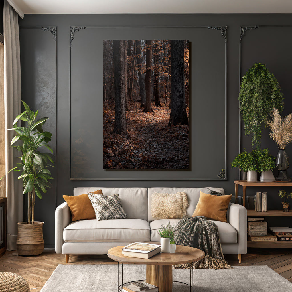 Herbstwald Mit Baumen Und Blattern