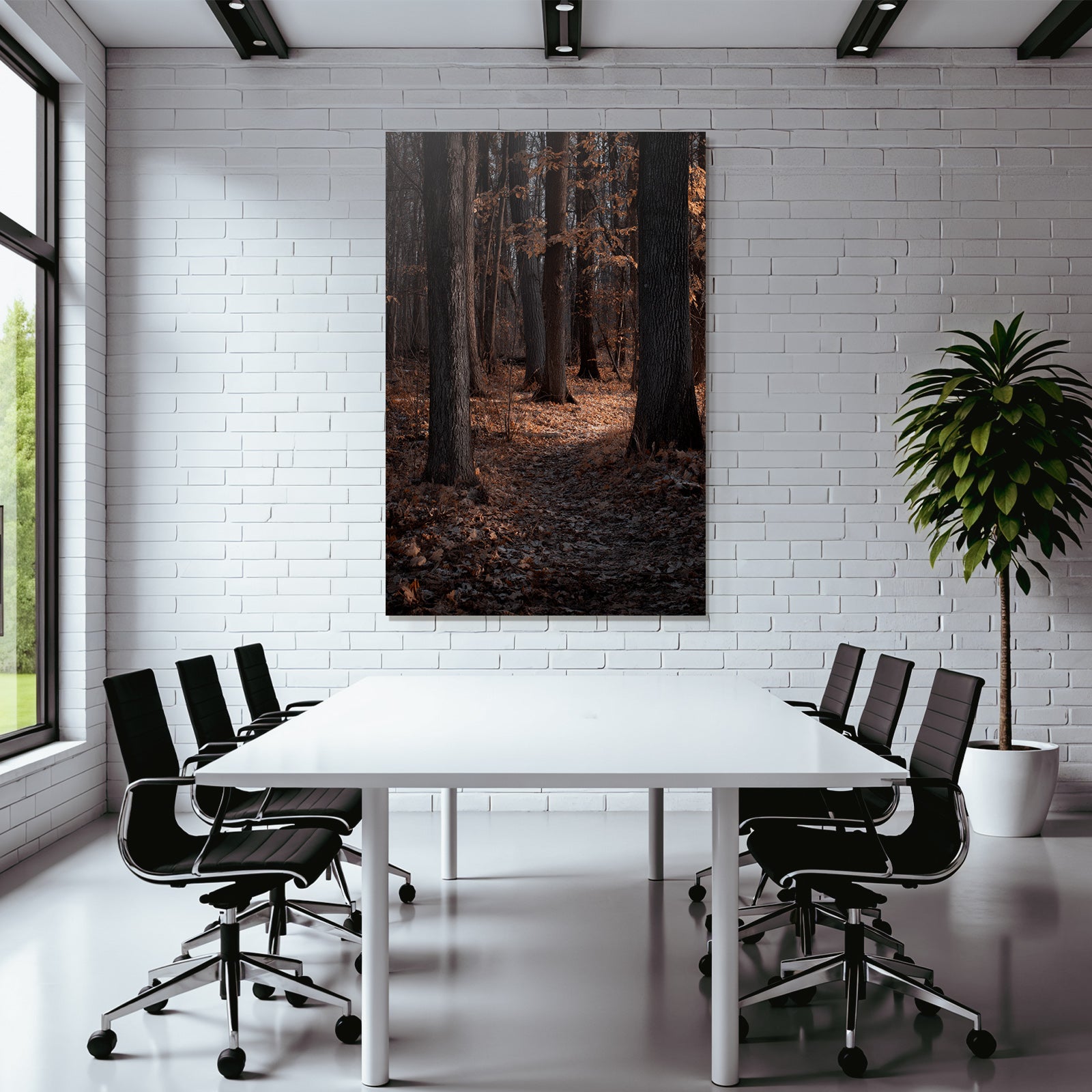 Herbstwald Mit Baumen Und Blattern