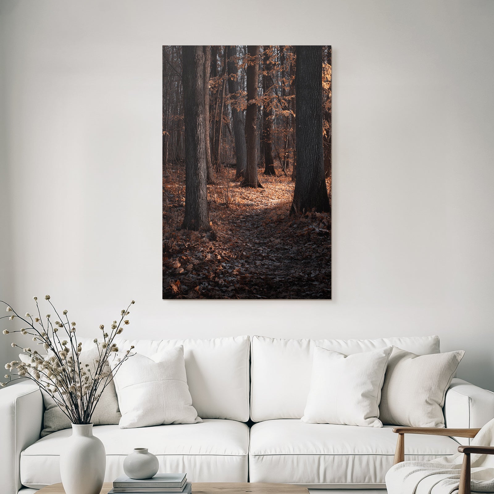 Herbstwald Mit Baumen Und Blattern