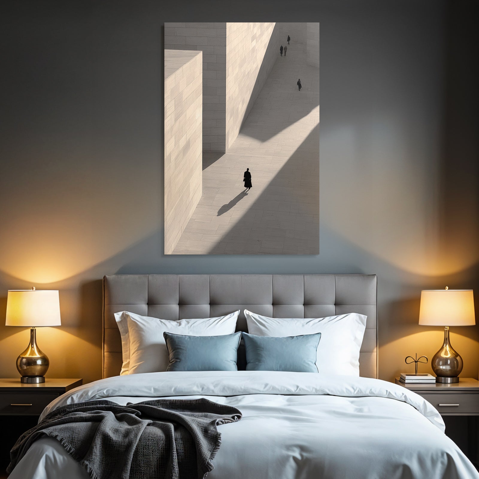 Menschen In Geometrischer Architektur Mit Schatten