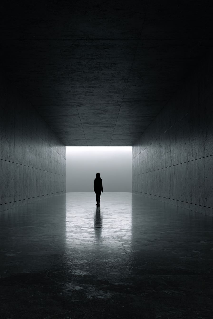 Minimalistische Korridor Mit Silhouette Und Dramatischer Atmosphaere | Fotografie | Kunstgattungen