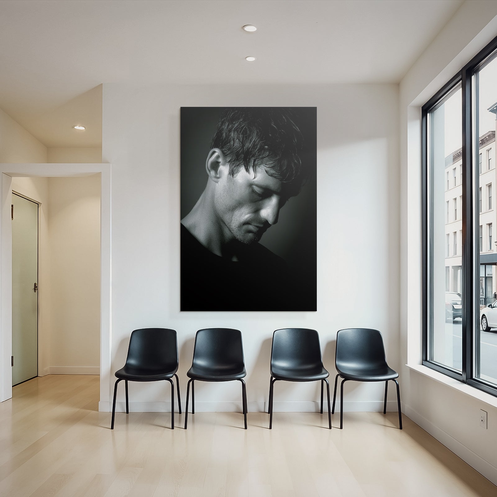 Nachdenklicher Portraet Eines Mannes Bw