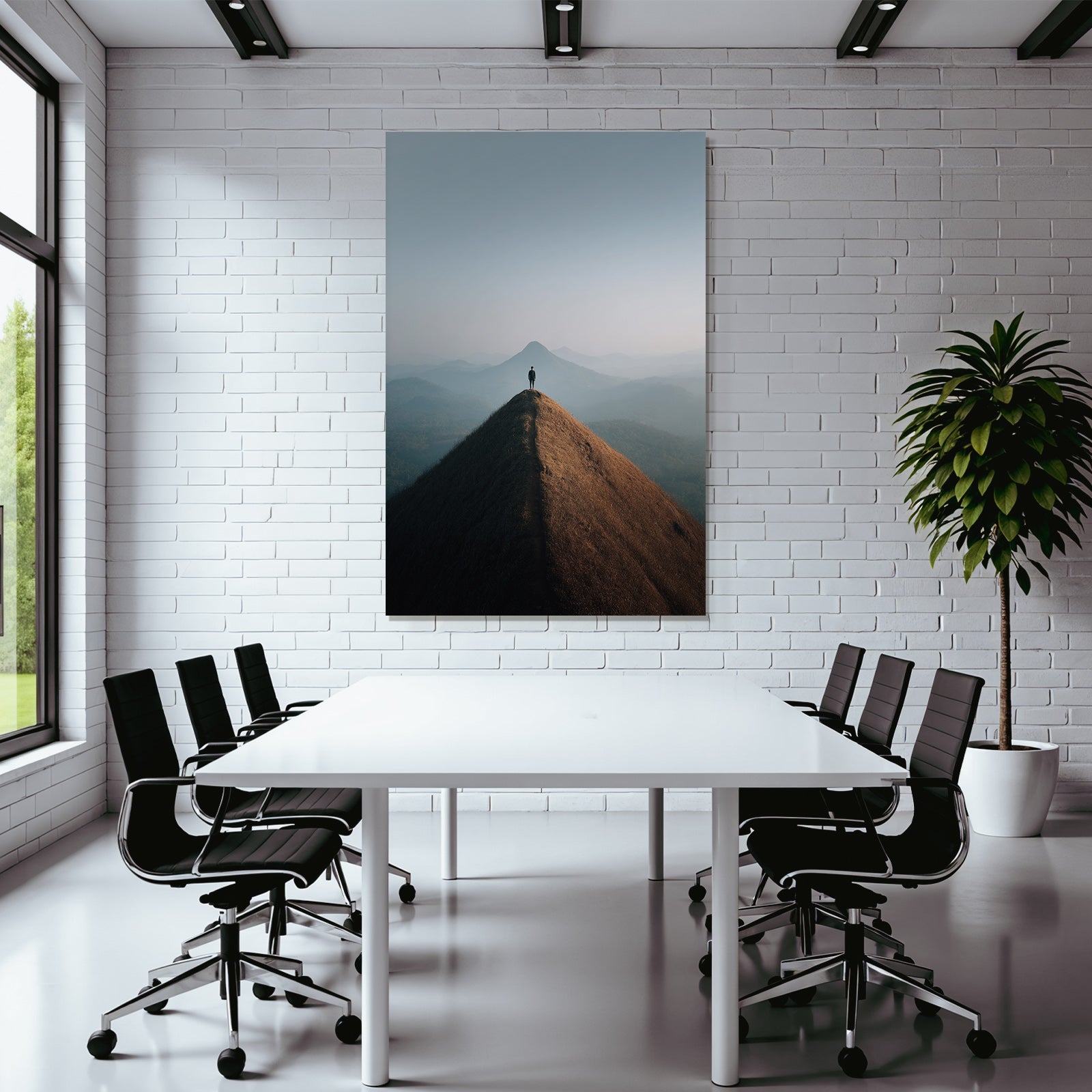 Person Auf Berggipfel Mit Landschaft