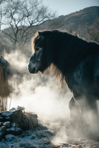 Pferd Im Nebel Kalter Tag Natur Umgebung | Fotografie | Kunstgattungen