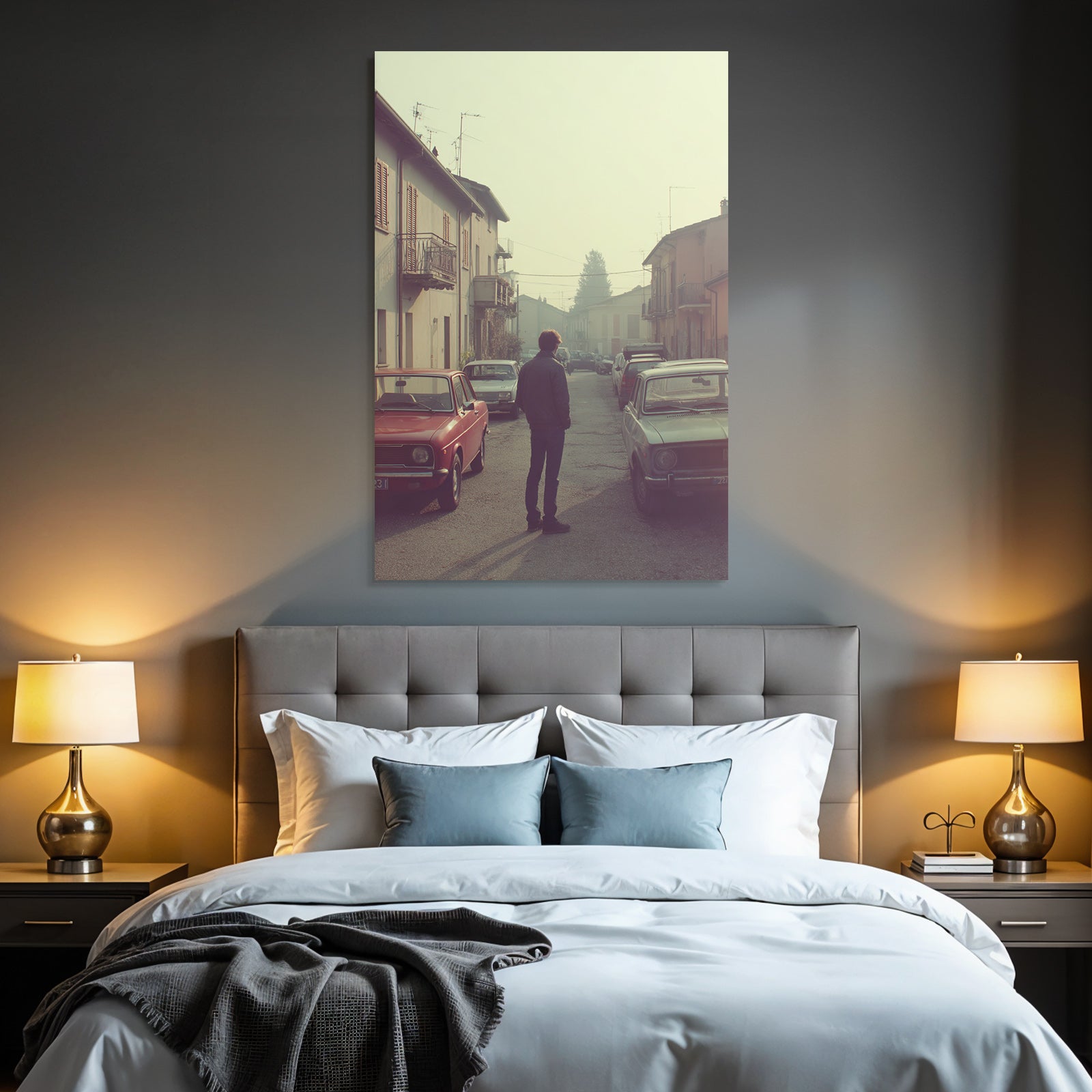 Ruhige Strassen Szene Frueh Morgen Nebel Vintage Stil