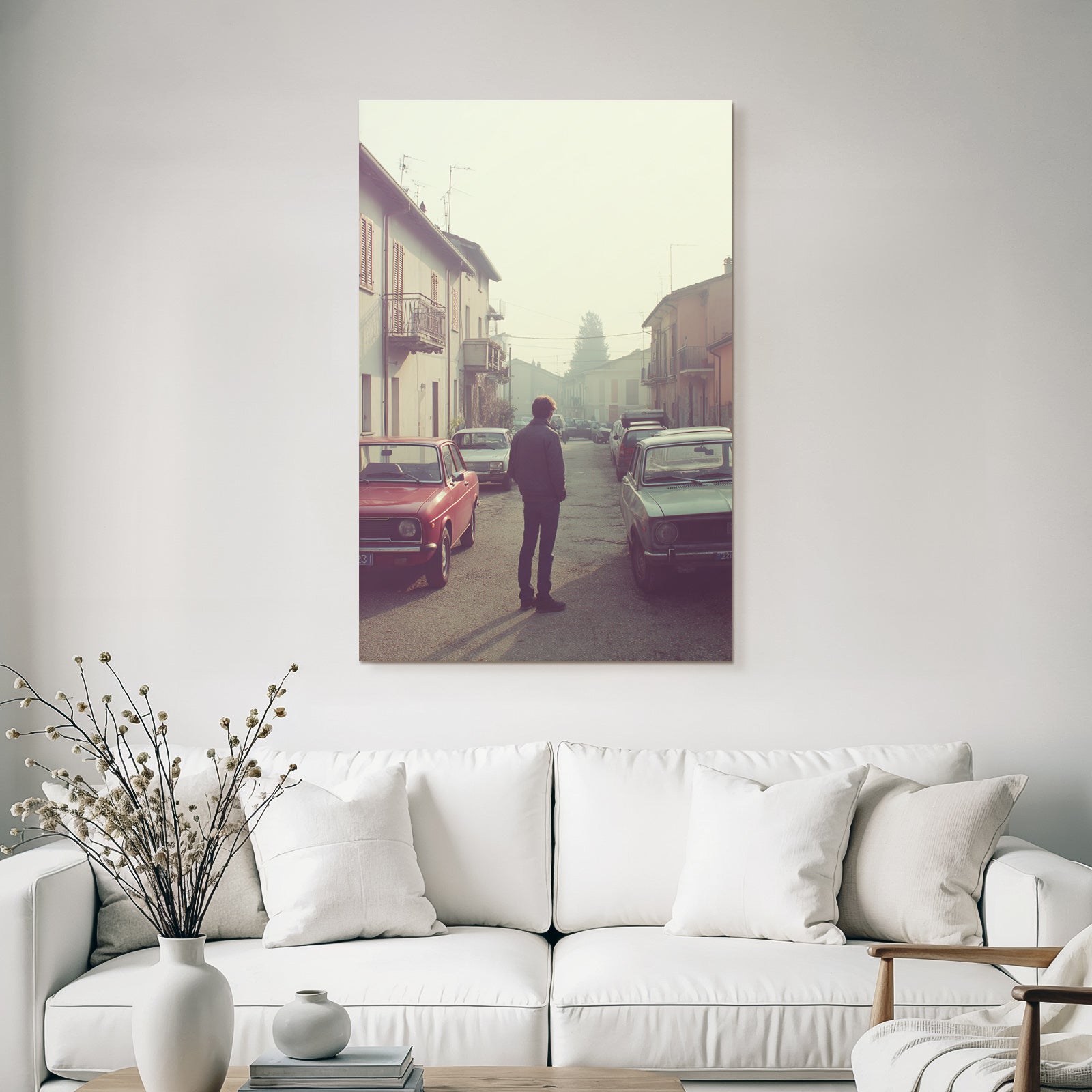 Ruhige Strassen Szene Frueh Morgen Nebel Vintage Stil
