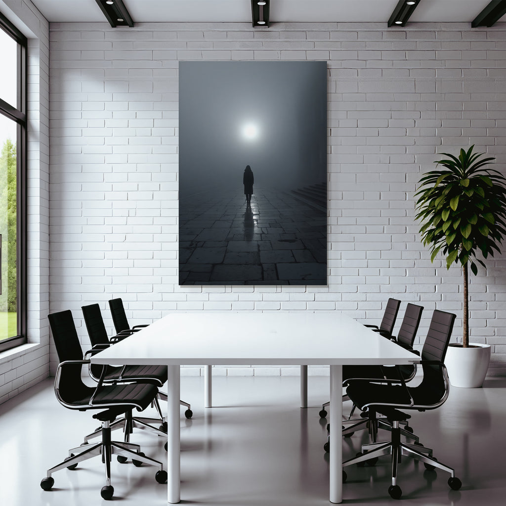 Schattenfigur In Nebliger Atmosphaere