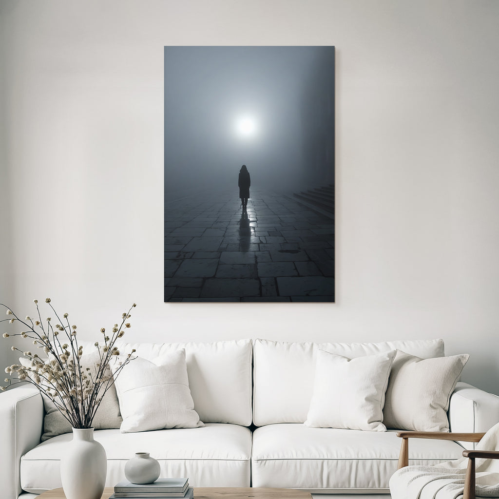 Schattenfigur In Nebliger Atmosphaere