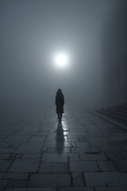 Schattenfigur In Nebliger Atmosphaere | Fotografie | Kunstgattungen