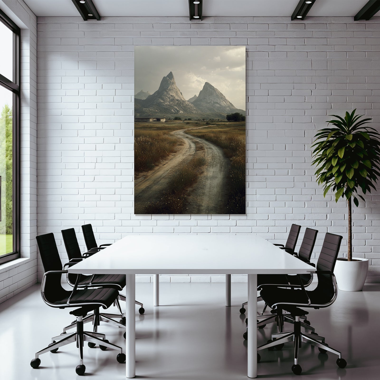 Staubiger Weg In Berglandschaft Mit Dorf Im Hintergrund