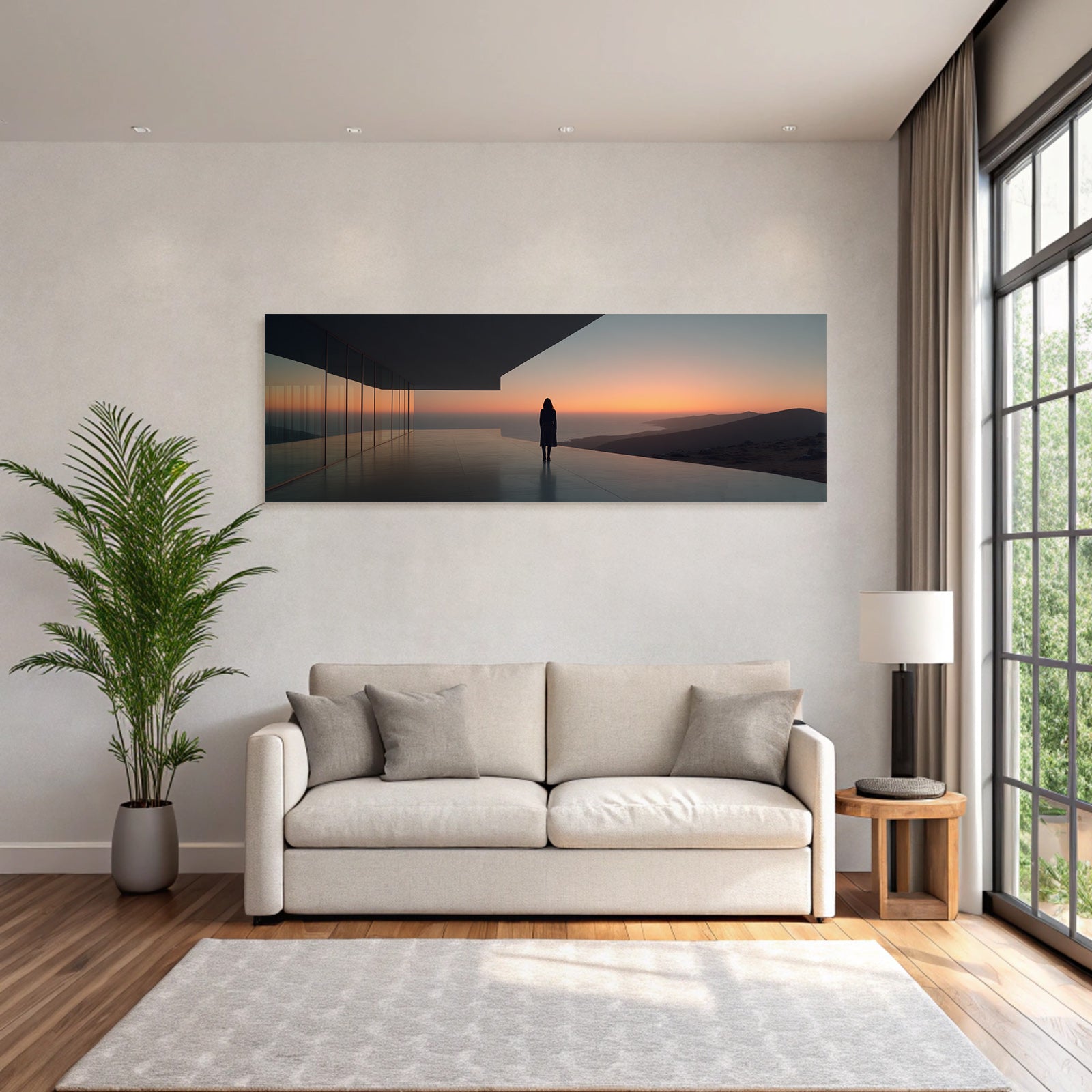 Balkonansicht Bei Sonnenuntergang Moderne Architektur Kueste