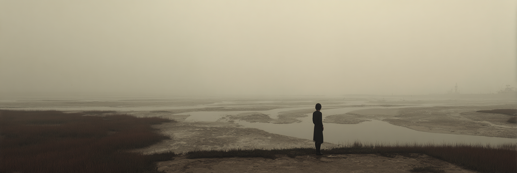 Einsame Figur Im Nebel Am Meeressaum | Fotografie | Kunstgattungen