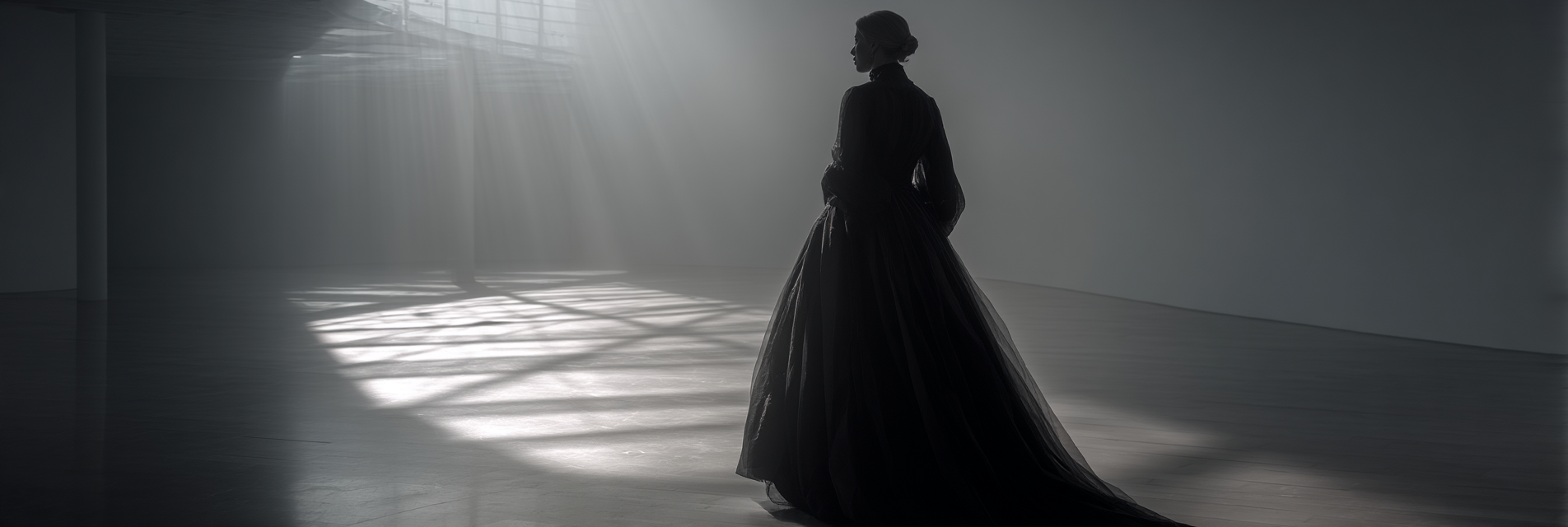 Frau Im Abendlicht In Leerer Halle | Fotografie | Kunstgattungen