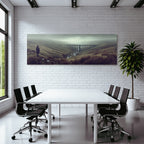 Landscape Panoramalandschaft Mit Viadukt Und Fluß Im Nebel