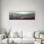 Landscape Panoramalandschaft Mit Viadukt Und Fluß Im Nebel