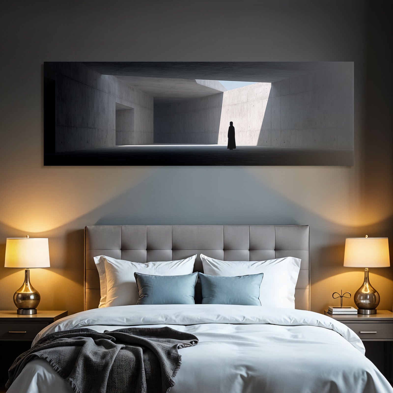 Minimalist Architektur Raum Einsame Figur Beton Umgebung